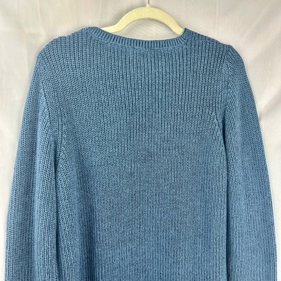 NEW LL Bean Sweater Men XL‎ V Neck 100% Cotton Long Sleeves Classic Navy Blue - Picture 6 of 7